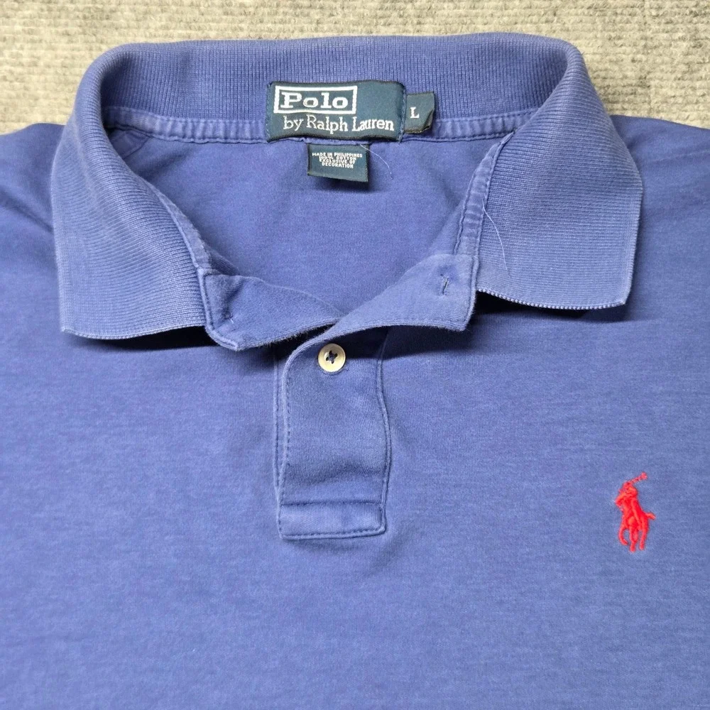 Polo Ralph Lauren Mens Blue Short Sleeve Cotton Polo Shirt Red Pony Logo Large